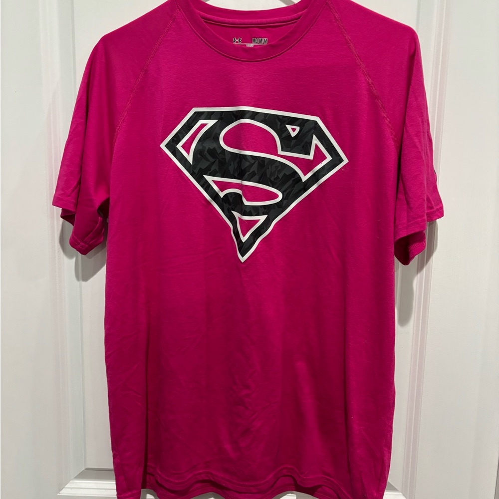 Under Armour Pink Superman Logo Tee, SZ M